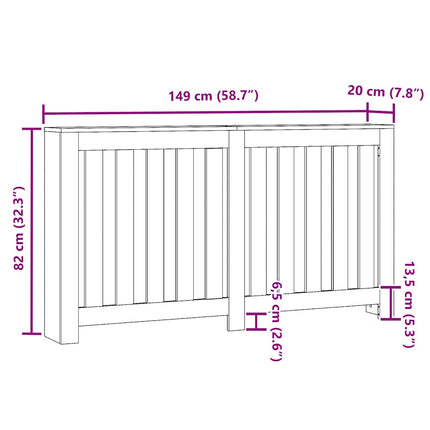 radiatorskjuler 149x20x82 cm konstrueret træ hvid