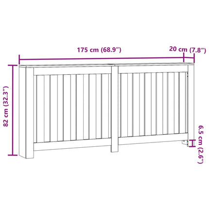Radiatorcover Sonoma-eg 175 x 20 x 82 cm Konstrueret træ