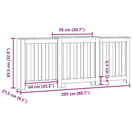 Radiatorcover Sort 205 x 21,5 x 83,5 cm Konstrueret træ