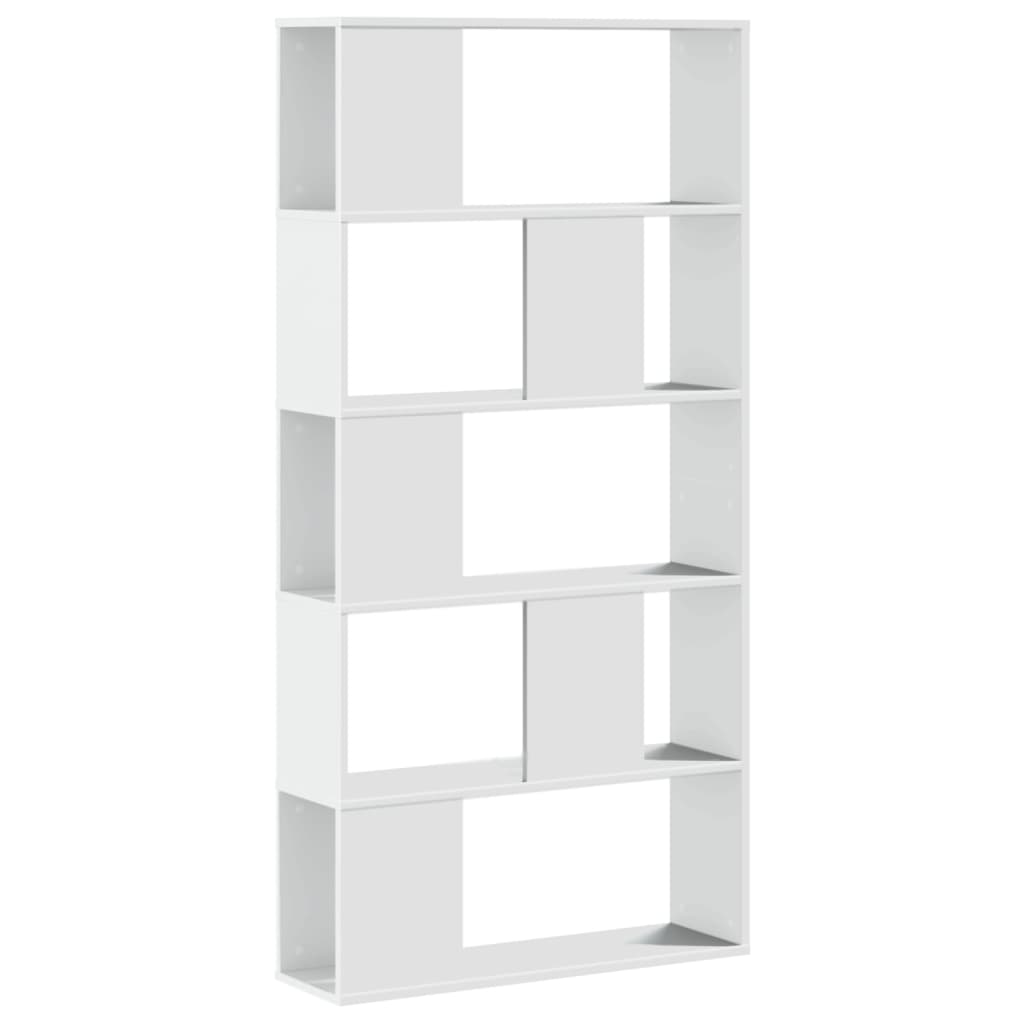 Bogreol i konstrueret træ - hvid, 80,4 × 23,5 × 162,5 cm, 5 hylder