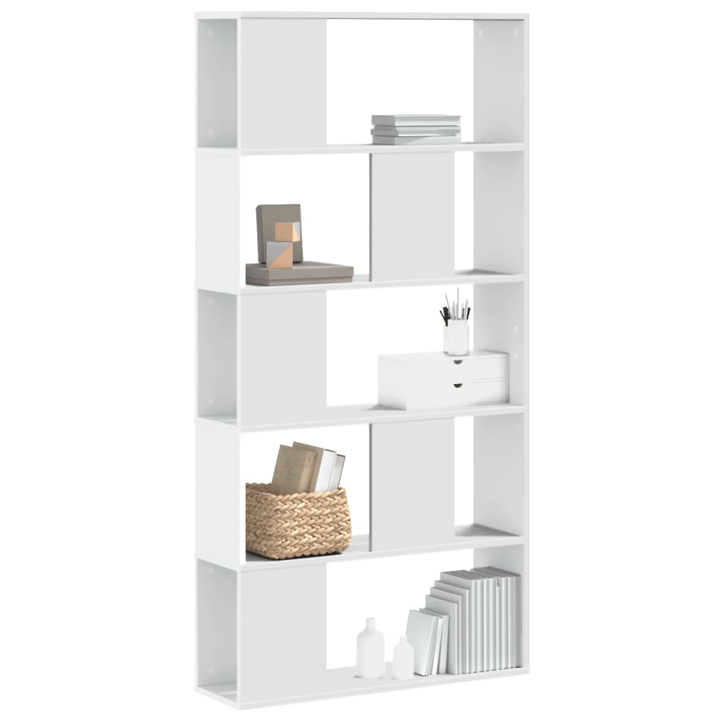 Bogreol i konstrueret træ - hvid, 80,4 × 23,5 × 162,5 cm, 5 hylder