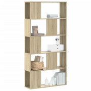 bogreol 80,5x23,5x162,5 cm 5 hylder konstrueret træ sonoma-eg