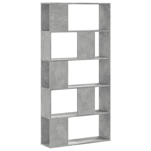 bogreol 80,5x23,5x162,5 cm 5 hylder konstrueret træ betongrå