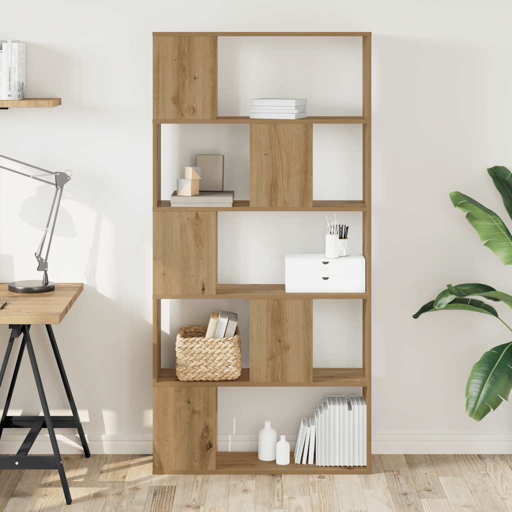 Bogreol/reolsystem 80,5×23,5×162,5 cm - 5 hylder i konstrueret træ, egetræ
