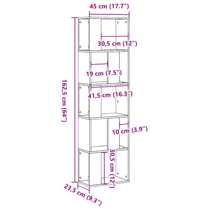 bogreol 45x23,5x162,5 cm 5 hylder konstrueret træ hvid