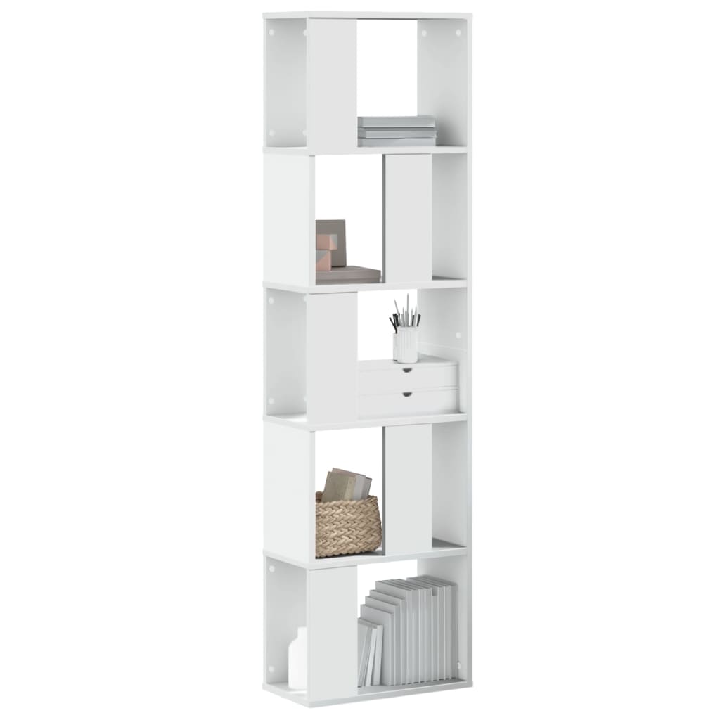 Bogreol i hvidt konstrueret træ - 45 × 23,5 × 162,5 cm, 5 hylder