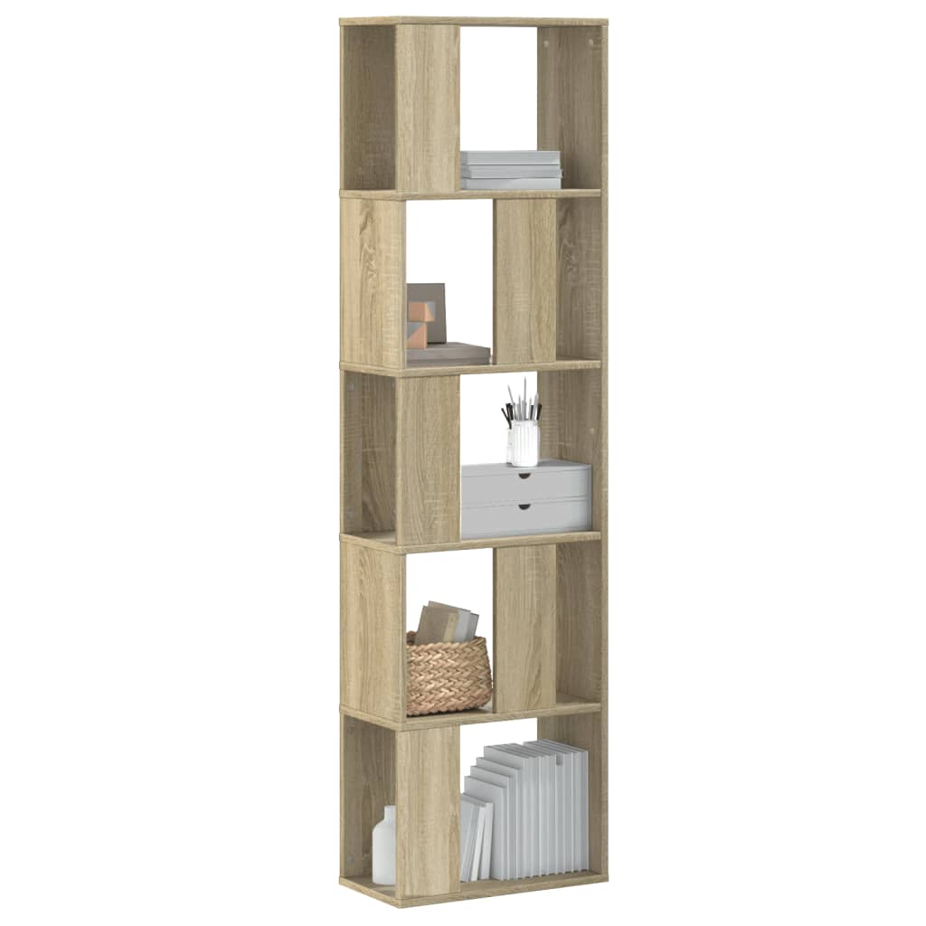 Bogreol i konstrueret træ - sonoma-eg, 45×23,5×162,5 cm, 5 hylder