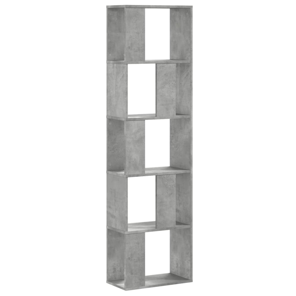 bogreol 45x23,5x162,5 cm 5 hylder konstrueret træ betongrå billede