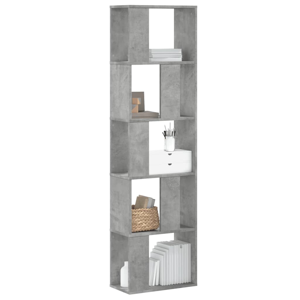 bogreol 45x23,5x162,5 cm 5 hylder konstrueret træ betongrå billede