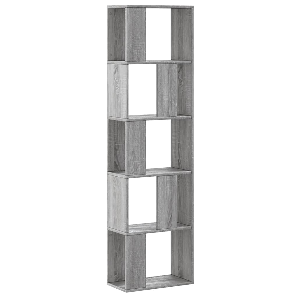 bogreol 45x23,5x162,5 cm 5 hylder konstrueret træ grå sonoma billede
