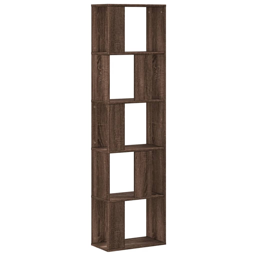 bogreol 45x23,5x162,5 cm 5 hylder konstrueret træ brunt eg billede