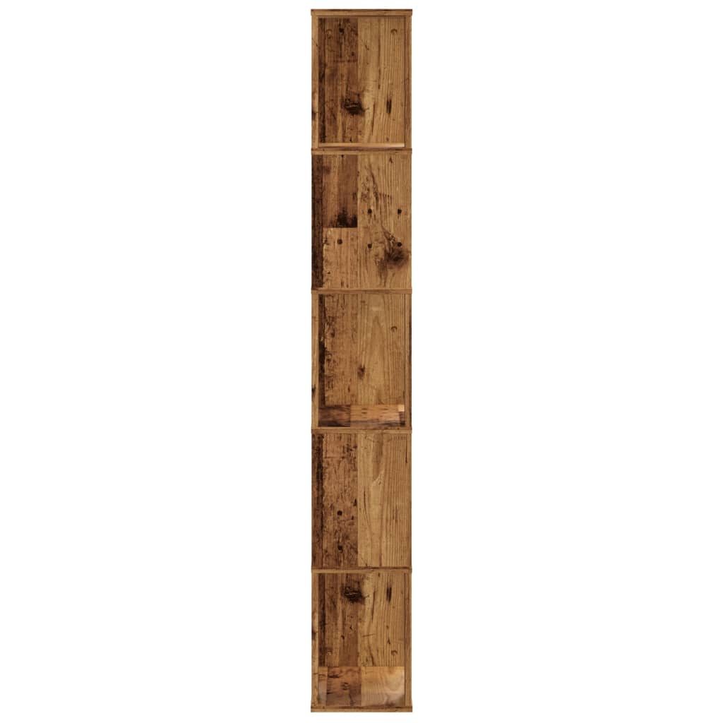 bogreol 45x23,5x162,5 cm 5 hylder konstrueret træ gammelt træ