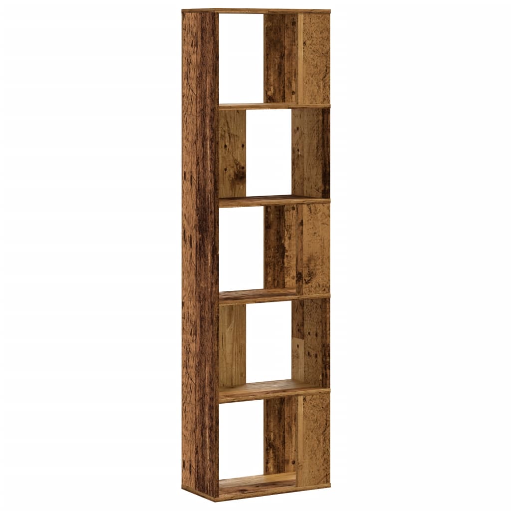 bogreol 45x23,5x162,5 cm 5 hylder konstrueret træ gammelt træ