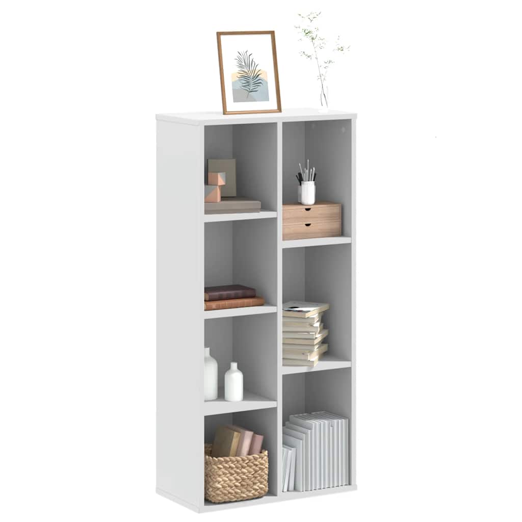 Bogreol 50×25×105 cm i konstrueret træ - hvid, 7 rum