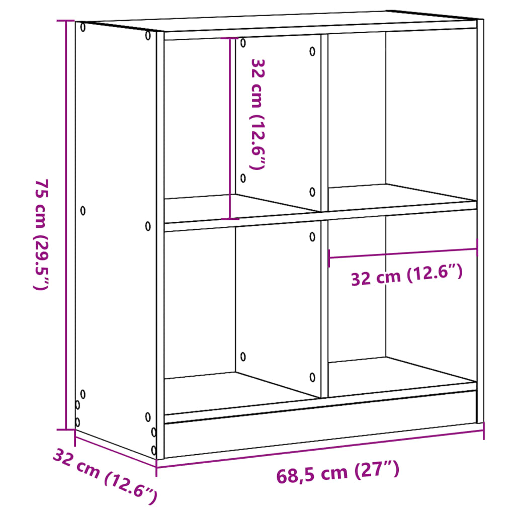skab 68,5x32x75 cm konstrueret træ røget egetræ