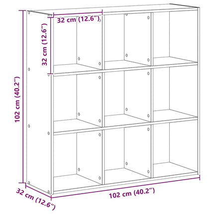 bogreol 102x32x102 cm konstrueret træ egetræsfarve