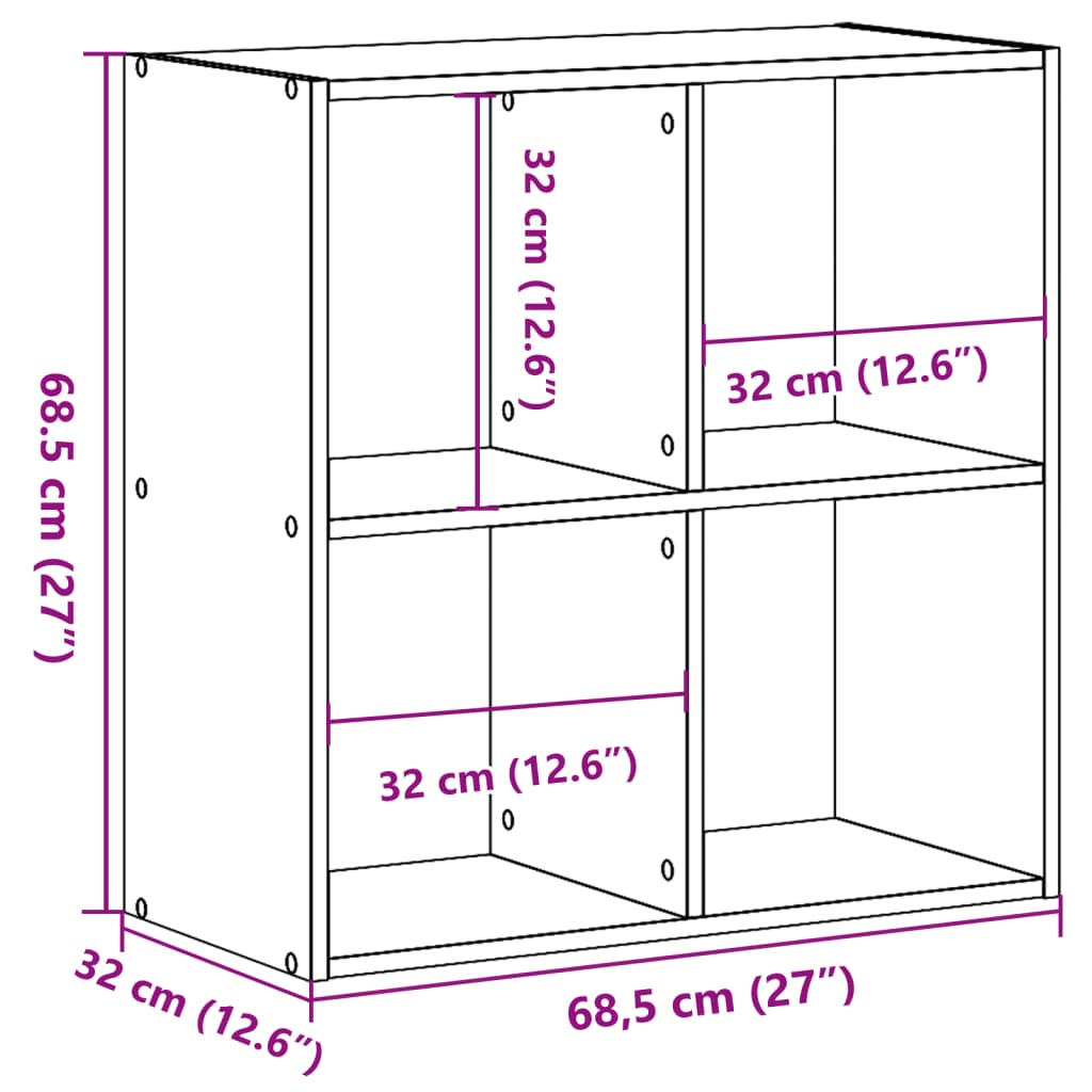 skab 68,5x32x68,5 cm konstrueret træ røget egetræ