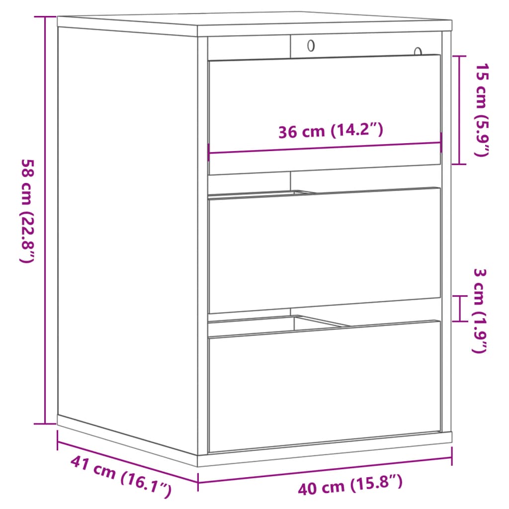 kommode til hjørne 40x41x58 cm konstrueret træ antikt træ