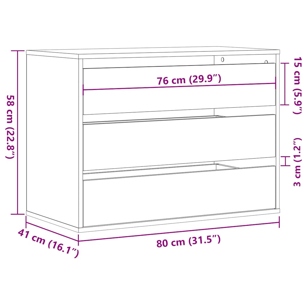 kommode til hjørne 80x41x58 cm konstrueret træ sort