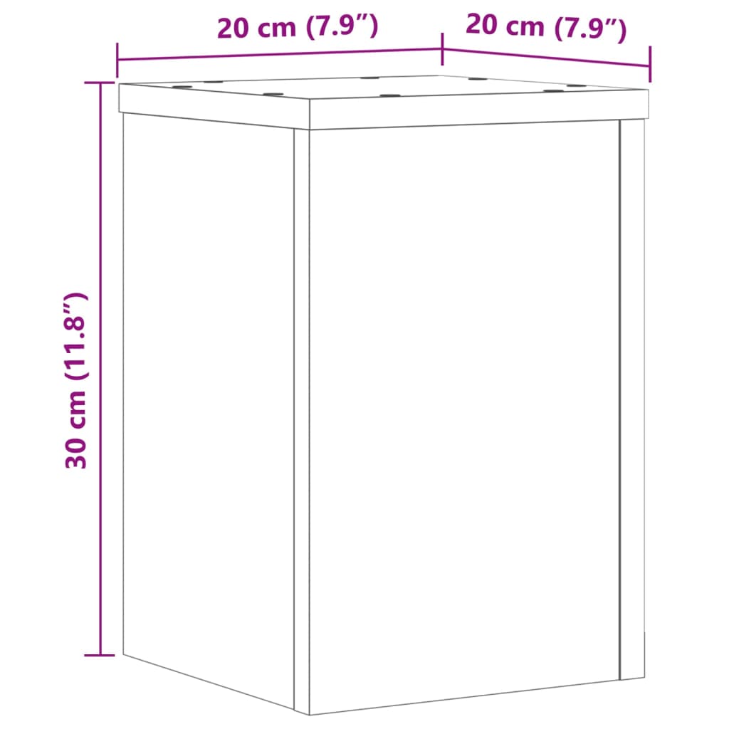 plantestativer 2 stk. 20x20x30 cm konstrueret træ grå sonoma-eg