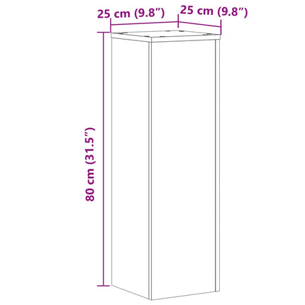 plantestativer 2 stk. 25x25x80 cm konstrueret træ grå sonoma-eg