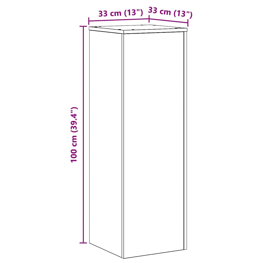 plantestativ 33x33x100 cm konstrueret træ sort