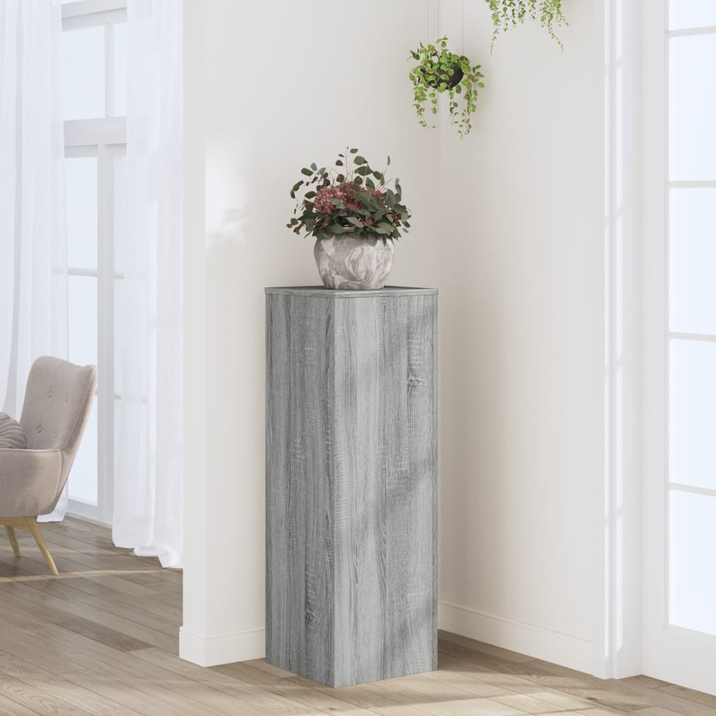 plantestativ 33x33x100 cm konstrueret træ grå sonoma-eg