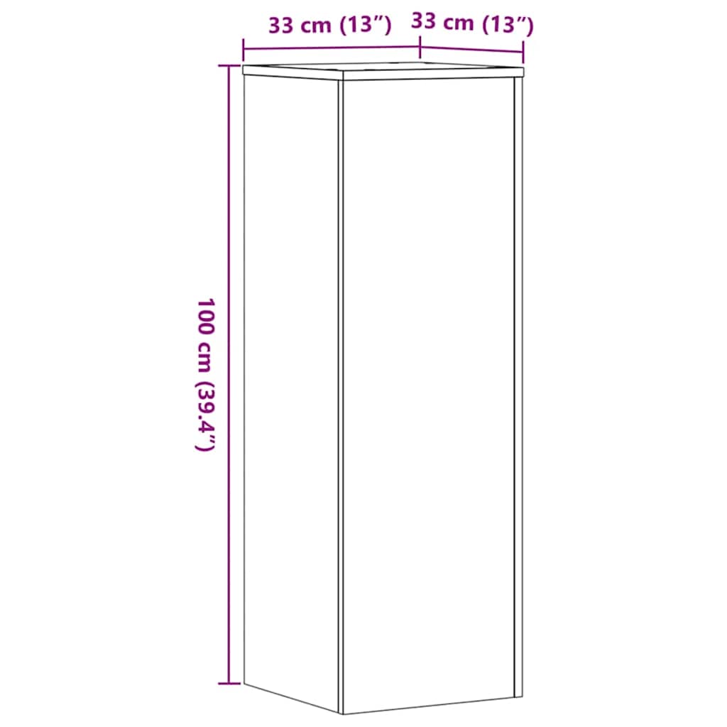 plantestativ 33x33x100 cm konstrueret træ gammelt egetræslook