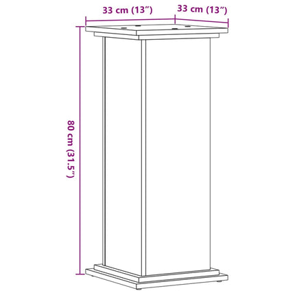 plantestativ 33x33x80 cm konstrueret træ gammelt trælook