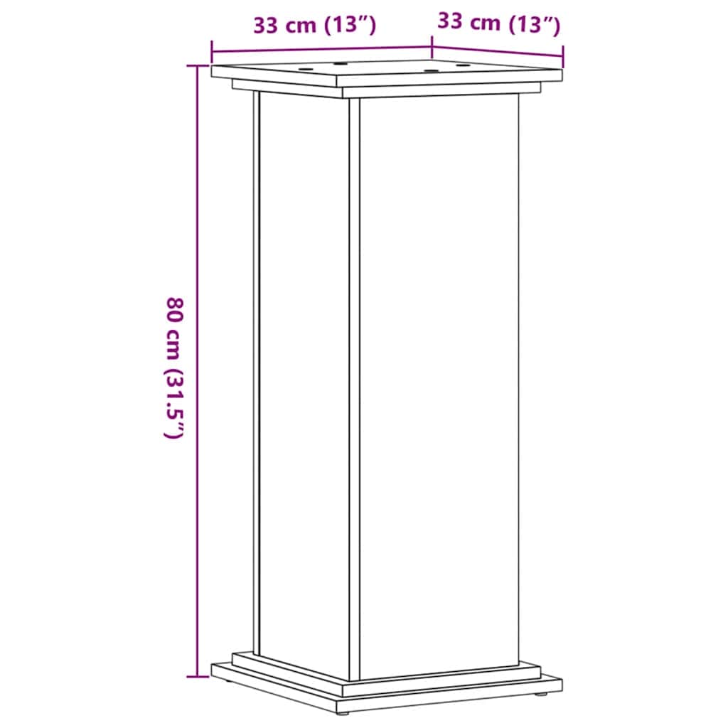 plantestativ 33x33x80 cm konstrueret træ gammelt egetræslook