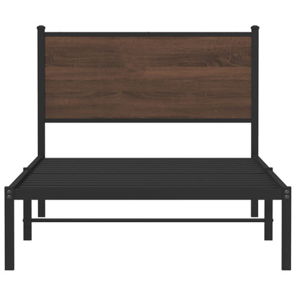 sengeramme 107x203 cm uden madras metal brun egetræsfarve