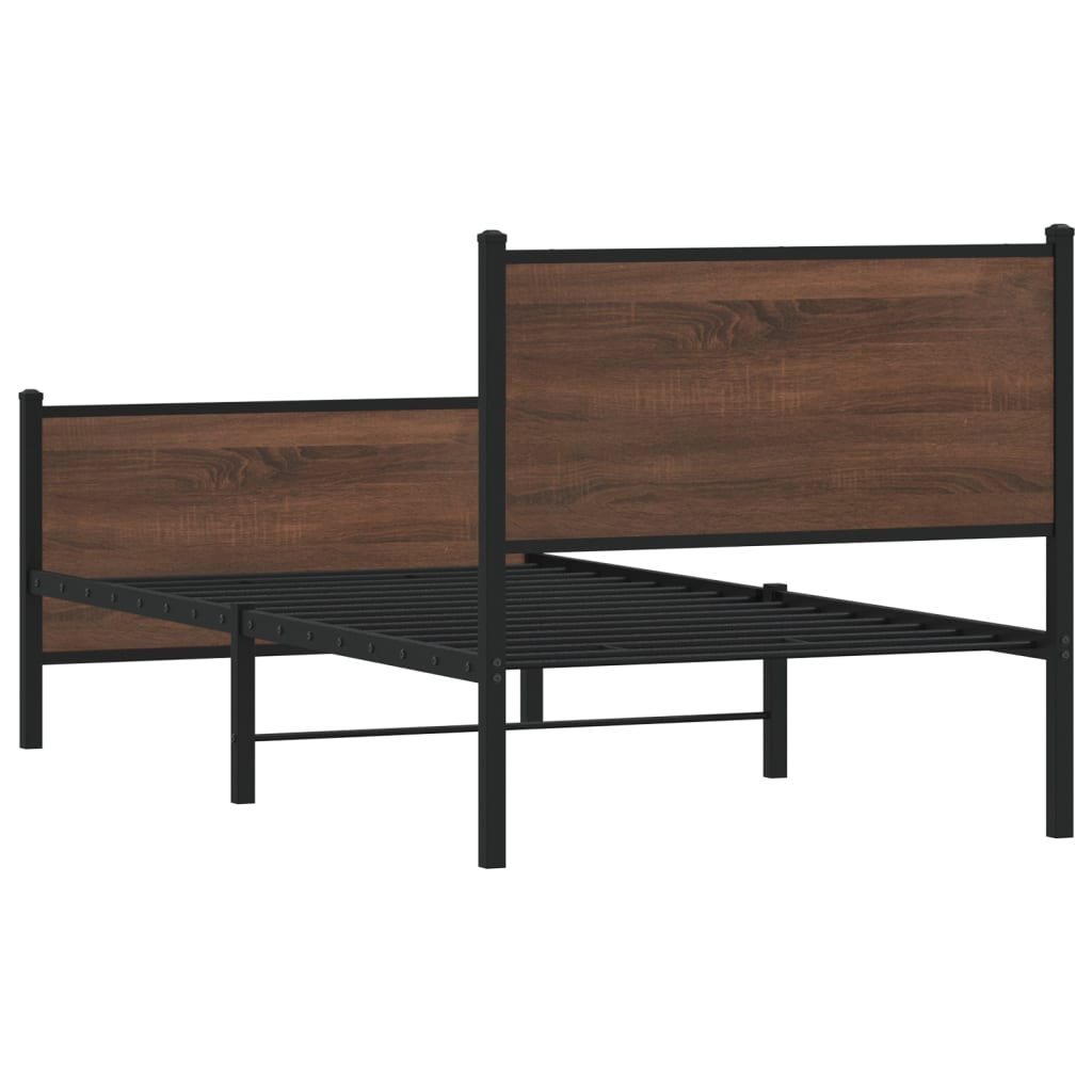 sengeramme 75x190 cm uden madras metal brun egetræsfarve