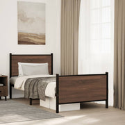 sengeramme 75x190 cm uden madras metal brun egetræsfarve