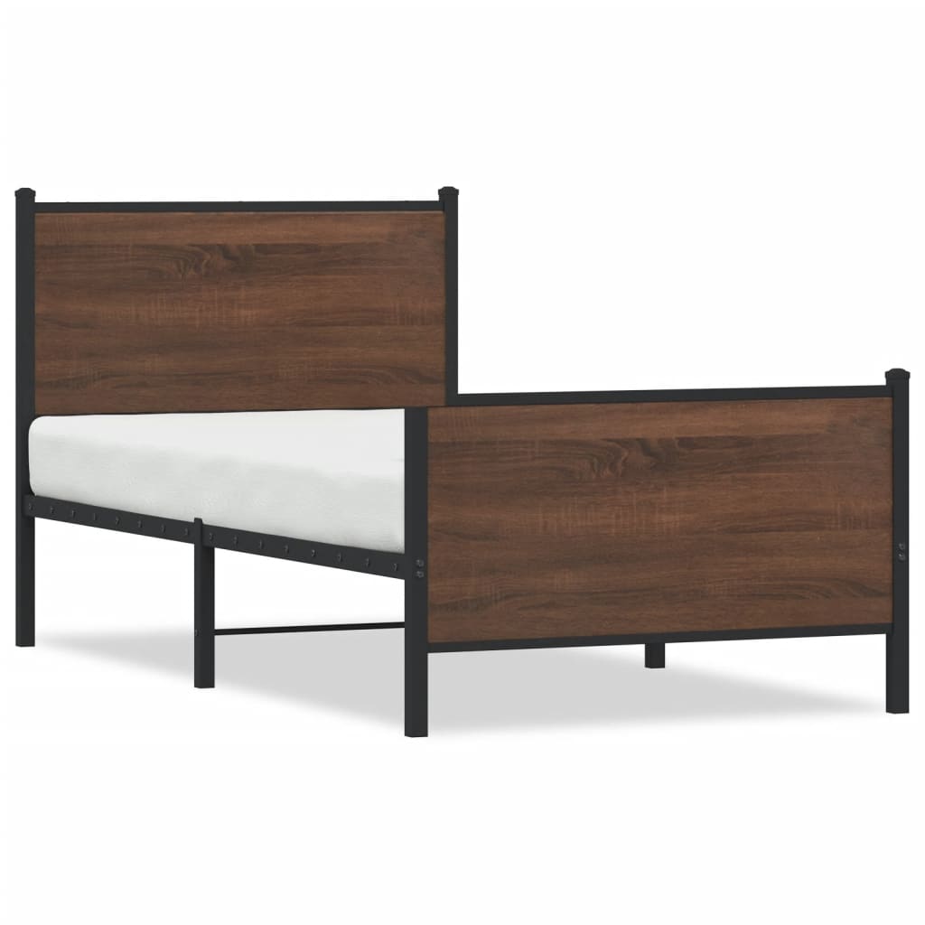 sengeramme 90x200 cm uden madras metal brun egetræsfarve