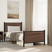 sengeramme 90x200 cm uden madras metal brun egetræsfarve