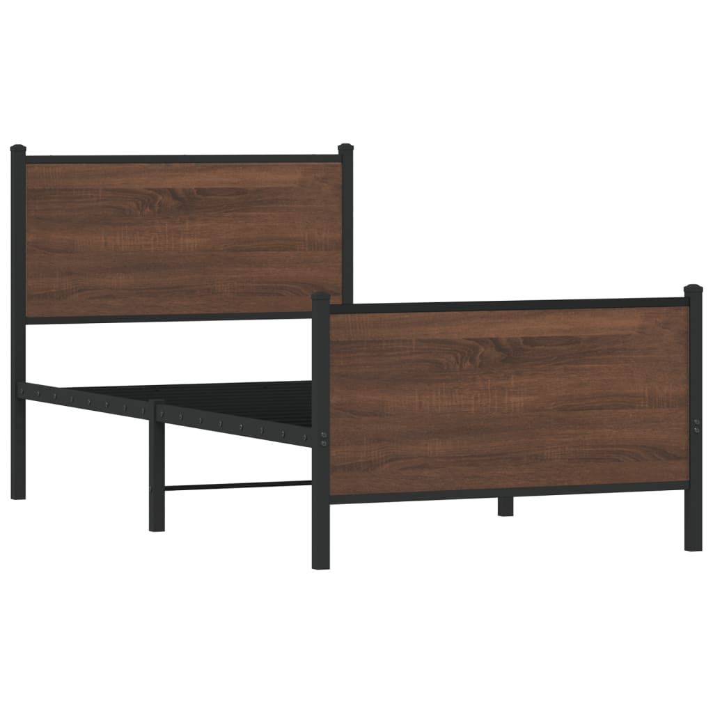 sengeramme 100x190 cm uden madras metal brun egetræsfarve