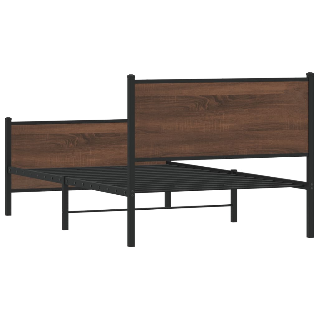 sengeramme 100x190 cm uden madras metal brun egetræsfarve