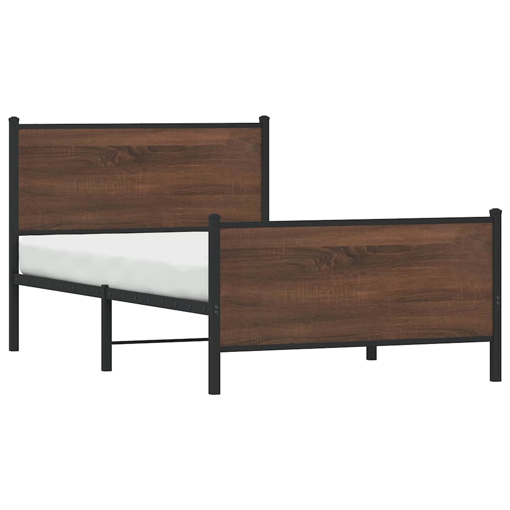 sengeramme 100x200 cm uden madras metal brun egetræsfarve
