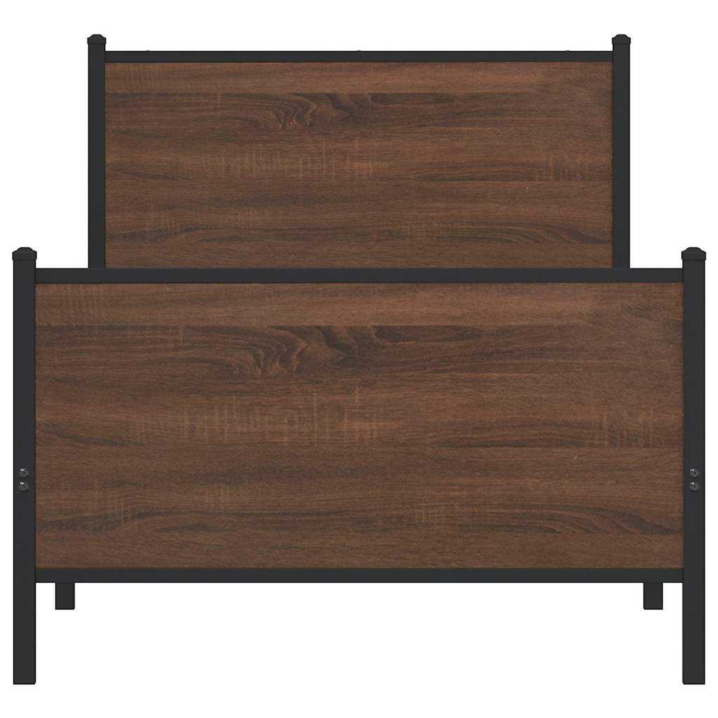 sengeramme 100x200 cm uden madras metal brun egetræsfarve