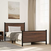 sengeramme 100x200 cm uden madras metal brun egetræsfarve