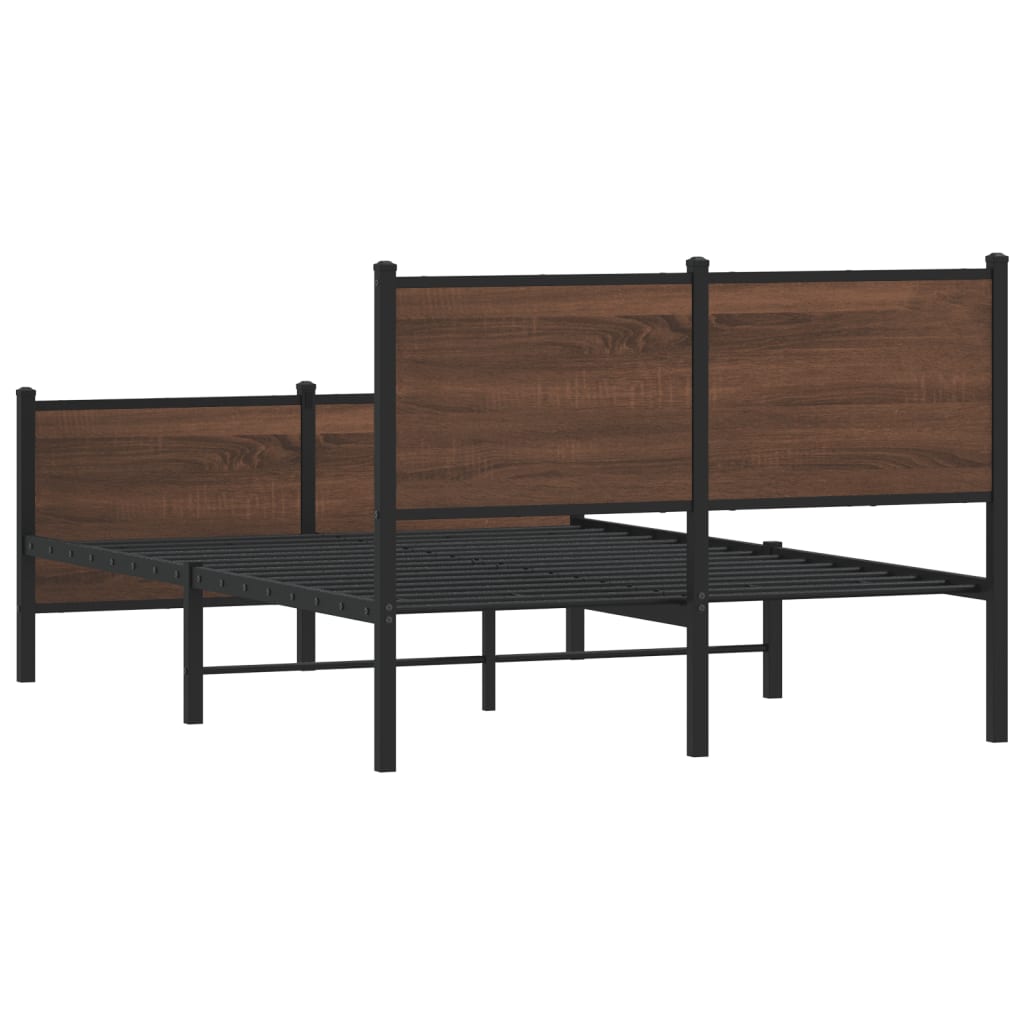 sengeramme 120x190 cm uden madras metal brun egetræsfarve