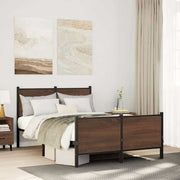 sengeramme 120x200 cm uden madras metal brun egetræsfarve