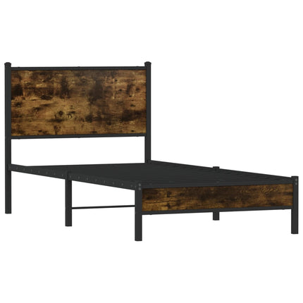 sengeramme uden madras 90x190 cm metal røget egetræsfarve