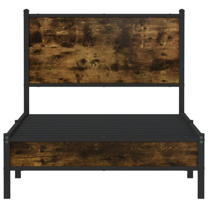 sengeramme uden madras 90x190 cm metal røget egetræsfarve