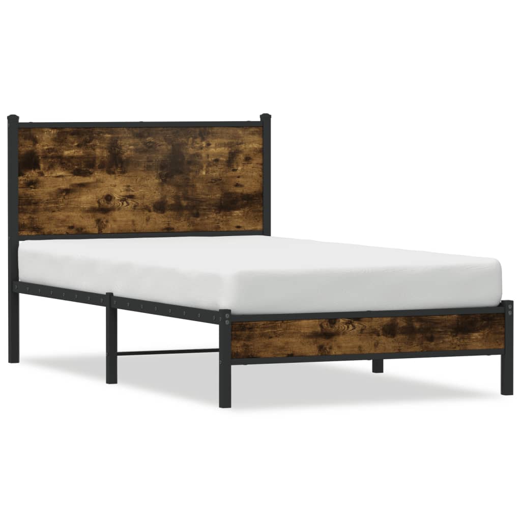 sengeramme uden madras 100x190 cm metal røget egetræsfarve