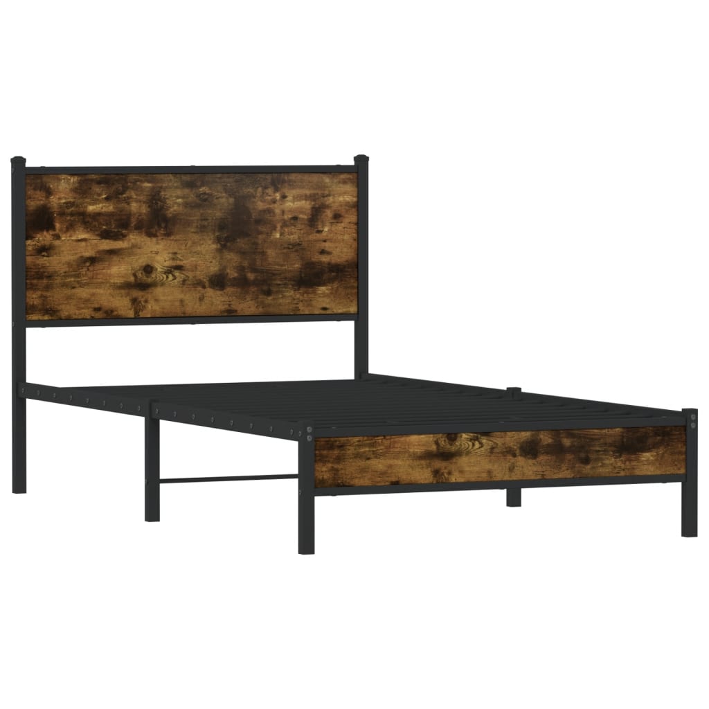 sengeramme uden madras 100x190 cm metal røget egetræsfarve