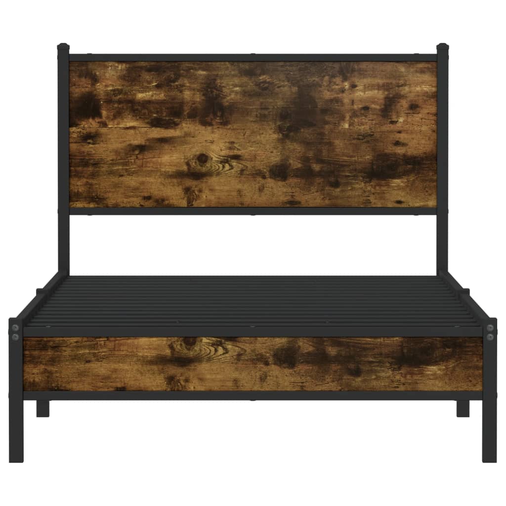 sengeramme uden madras 100x190 cm metal røget egetræsfarve