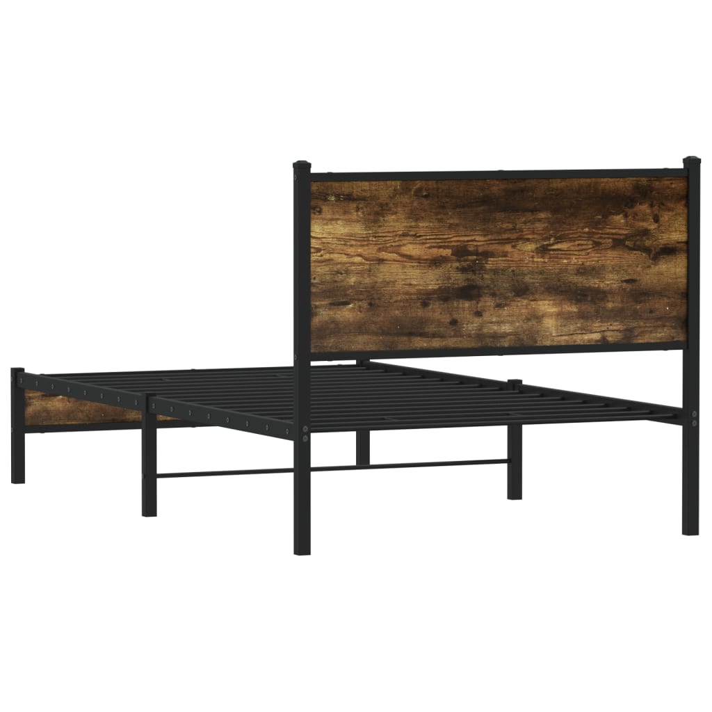 sengeramme uden madras 100x190 cm metal røget egetræsfarve