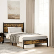 sengeramme uden madras 100x190 cm metal røget egetræsfarve