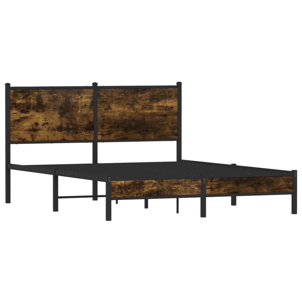 sengeramme uden madras 140x190 cm metal røget egetræsfarve